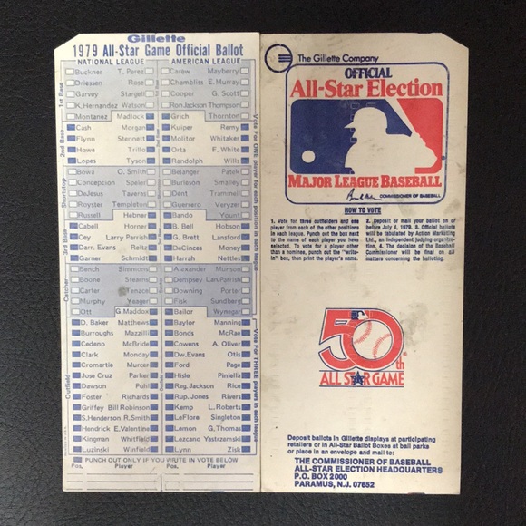 16 MLB Gillette 1979 All-Star Game Official Ballots - unused - Picture 5 of 5